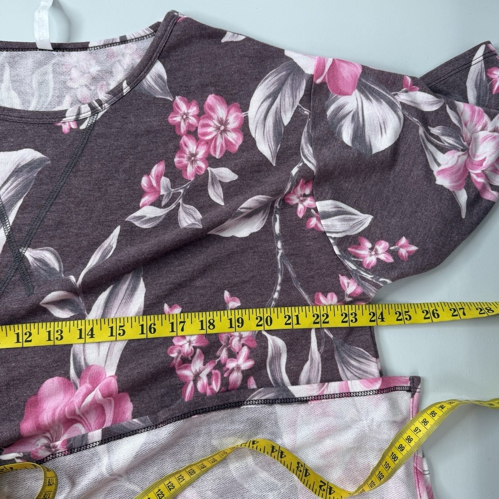 Dear Scarlett Shirt Womens XL Purple Pink Floral Knit Tunic Spring Basic Boxy - Picture 6 of 8